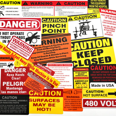 collage of warning labels