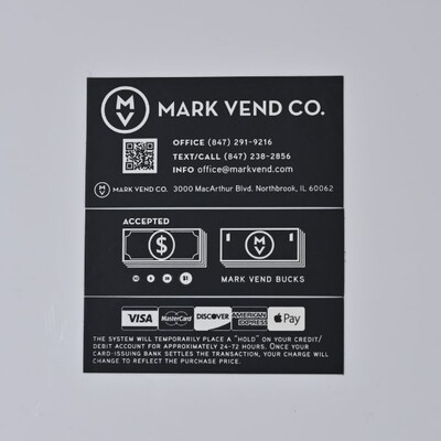 Another version of the 'Mark Vend Co.' Sticker but this ones more of a tall square shape.